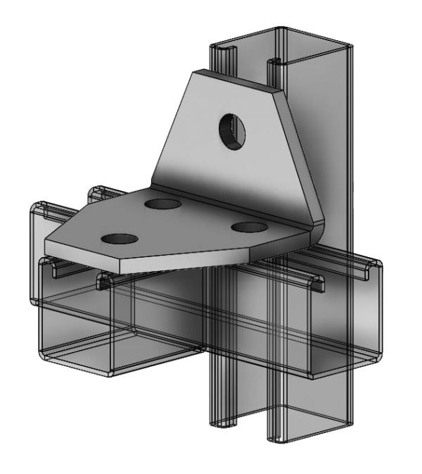 Fig. 9037CA 4-Hole Shelf Gusset 3-Way Angle, 2-1/4" x 3-1/2"